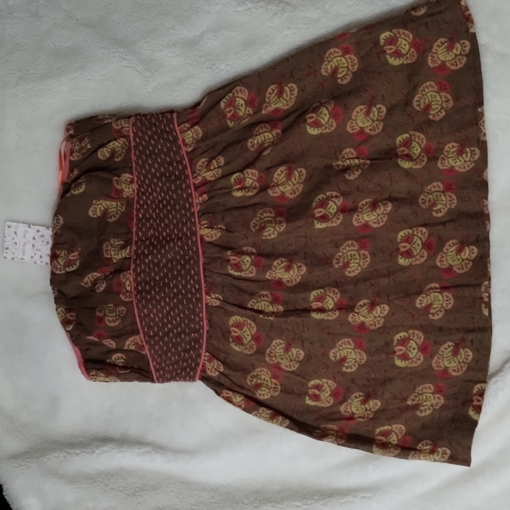 Free People Womens Halter Top Sz 4  brown Coral Bead Boho Floral